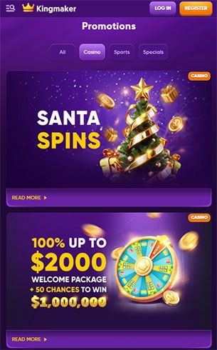Kingmaker Casino Bonuses Mobile