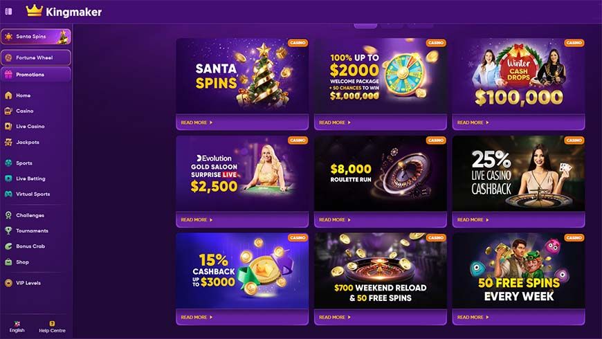 Kingmaker Casino Bonuses