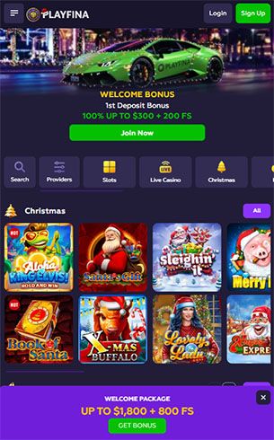 Playfina Casino Home Page Mobile