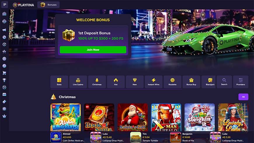 Playfina Casino Home Page