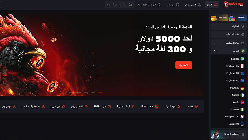 Rooster Bet كازينو الصفحة الرئيسية